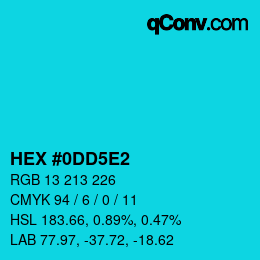 カラーコード: HEX #0DD5E2 | qconv.com