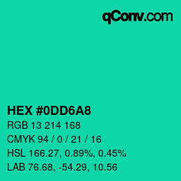 Color code: HEX #0DD6A8 | qconv.com