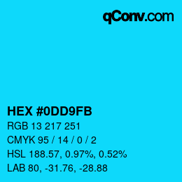 Color code: HEX #0DD9FB | qconv.com