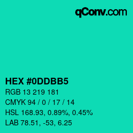 颜色代码: HEX #0DDBB5 | qconv.com