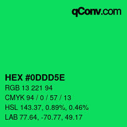 カラーコード: HEX #0DDD5E | qconv.com