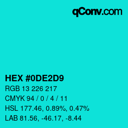 Color code: HEX #0DE2D9 | qconv.com
