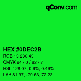 Color code: HEX #0DEC2B | qconv.com