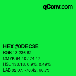 Color code: HEX #0DEC3E | qconv.com