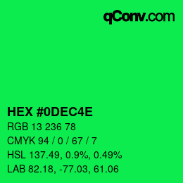 Color code: HEX #0DEC4E | qconv.com