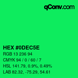 Código de color: HEX #0DEC5E | qconv.com