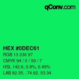 Color code: HEX #0DEC61 | qconv.com