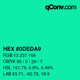 颜色代码: HEX #0DEDA9 | qconv.com