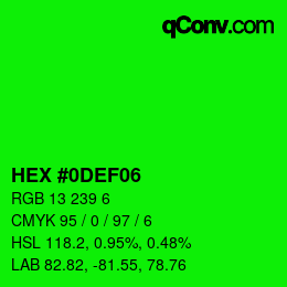 Color code: HEX #0DEF06 | qconv.com