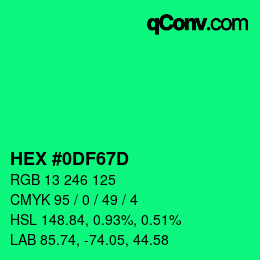 Color code: HEX #0DF67D | qconv.com