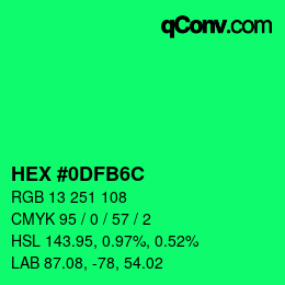 Color code: HEX #0DFB6C | qconv.com