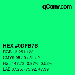 Color code: HEX #0DFB7B | qconv.com