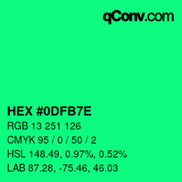 Color code: HEX #0DFB7E | qconv.com