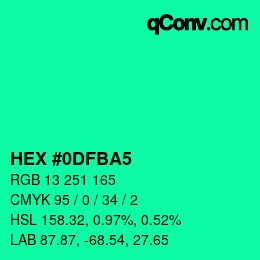 Color code: HEX #0DFBA5 | qconv.com