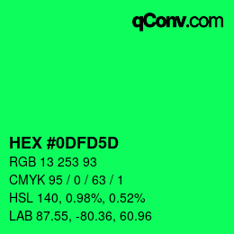 Color code: HEX #0DFD5D | qconv.com