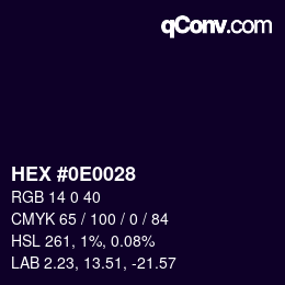 カラーコード: HEX #0E0028 | qconv.com