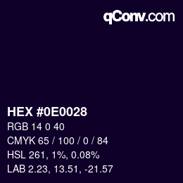 カラーコード: HEX #0E0028 | qconv.com