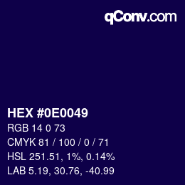 Color code: HEX #0E0049 | qconv.com