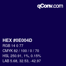Color code: HEX #0E004D | qconv.com