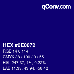 カラーコード: HEX #0E0072 | qconv.com