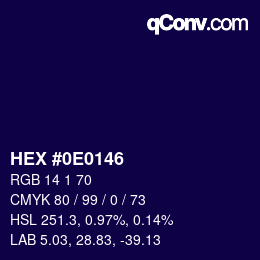 Color code: HEX #0E0146 | qconv.com