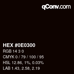 Color code: HEX #0E0300 | qconv.com