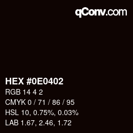 Color code: HEX #0E0402 | qconv.com