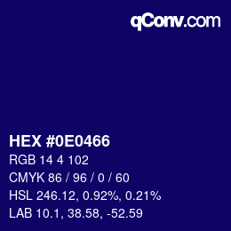 颜色代码: HEX #0E0466 | qconv.com