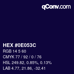 Color code: HEX #0E053C | qconv.com