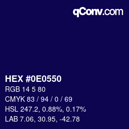 Color code: HEX #0E0550 | qconv.com