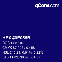 Color code: HEX #0E056B | qconv.com
