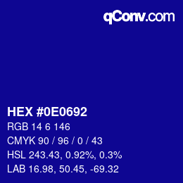 Color code: HEX #0E0692 | qconv.com