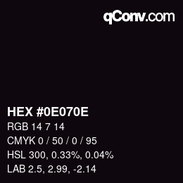 颜色代码: HEX #0E070E | qconv.com