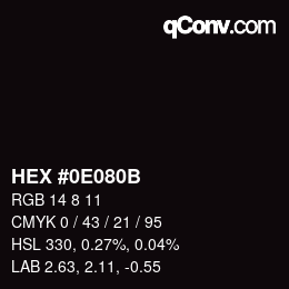 Color code: HEX #0E080B | qconv.com