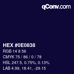 カラーコード: HEX #0E0838 | qconv.com