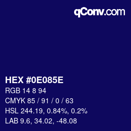 Código de color: HEX #0E085E | qconv.com