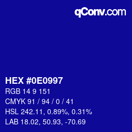 Color code: HEX #0E0997 | qconv.com