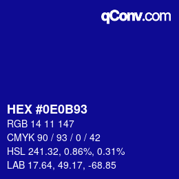 Color code: HEX #0E0B93 | qconv.com