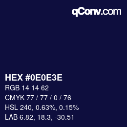 Color code: HEX #0E0E3E | qconv.com