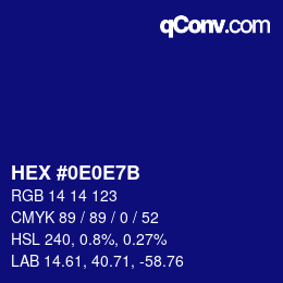 Color code: HEX #0E0E7B | qconv.com