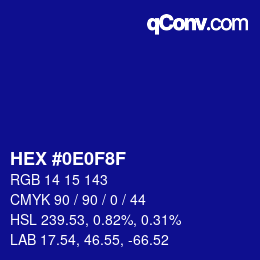 Color code: HEX #0E0F8F | qconv.com