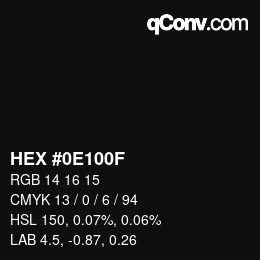 Farbcode: HEX #0E100F | qconv.com