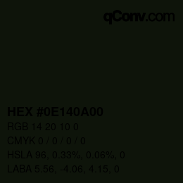 Farbcode: HEX #0E140A00 | qconv.com