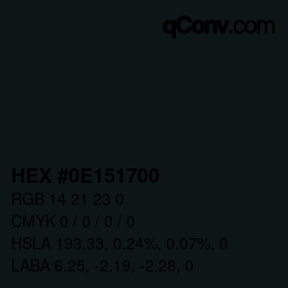 颜色代码: HEX #0E151700 | qconv.com