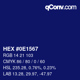 カラーコード: HEX #0E1567 | qconv.com
