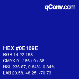 Color code: HEX #0E169E | qconv.com