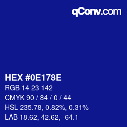 Color code: HEX #0E178E | qconv.com