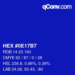 カラーコード: HEX #0E17B7 | qconv.com