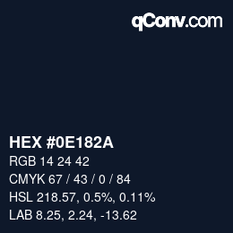 颜色代码: HEX #0E182A | qconv.com