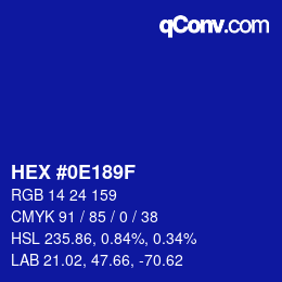 Farbcode: HEX #0E189F | qconv.com